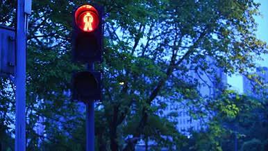 傍晚行人交通信号灯红变绿信号灯视频素材视频的预览图